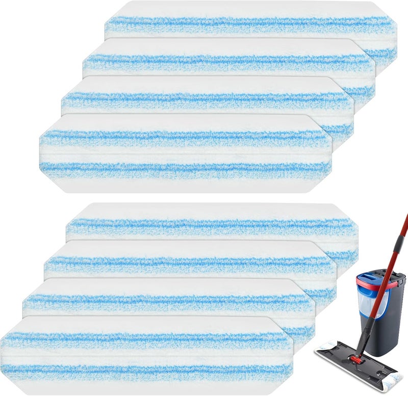 GFRED 8 Pack Mop Pads Replacements Compatible with O Cedar H2prO Flat Mop System Microfiber Mop Refills for O Cedar H2pro Flat Mop,Washable & Reusable Mop Heads Replacement for Ocedar H2Pro Mop Floor Clean - Image 1